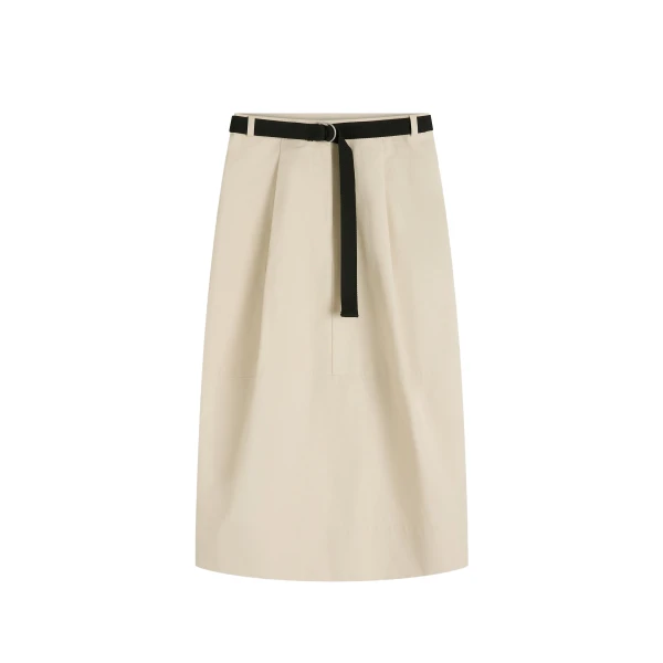 St. Agni Canvas Pleat Cocoon Skirt in Shell