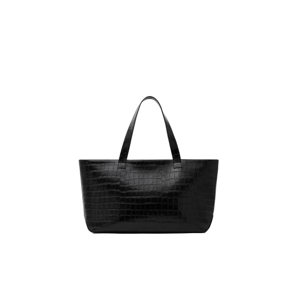 St. Agni Carryall Tote in Croc Embossed Black
