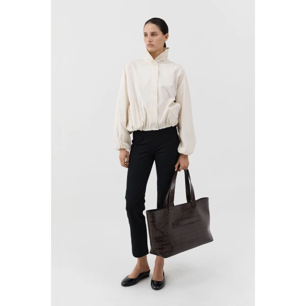 St. Agni Carryall Tote in Croc Embossed Coffee, view 3