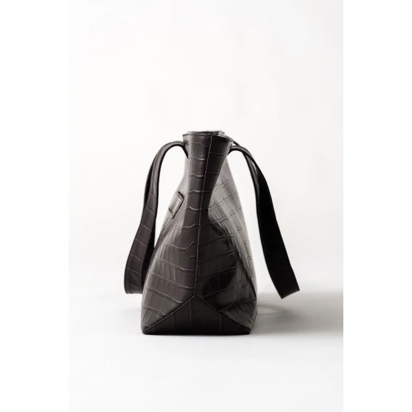 St. Agni Carryall Tote in Croc Embossed Coffee, view 4