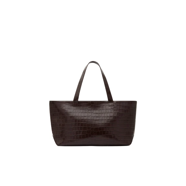 St. Agni Carryall Tote in Croc Embossed Coffee
