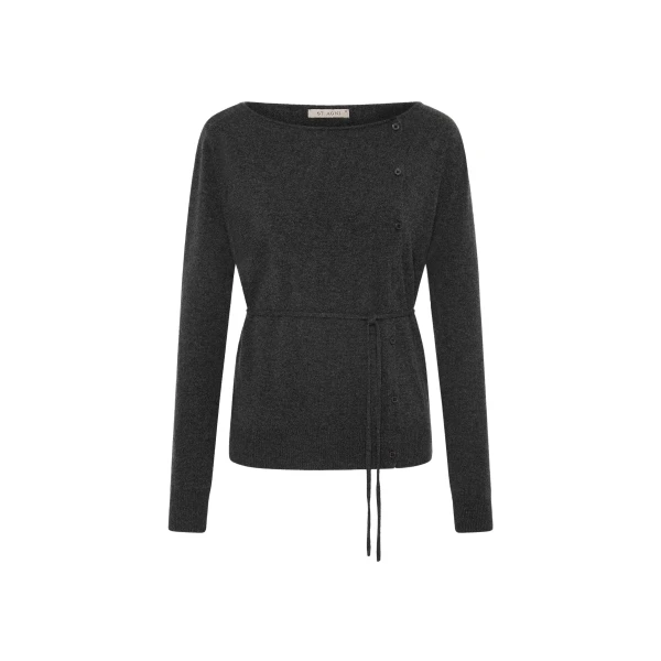 Cashmere Asymm Cardigan in Charcoal Melange