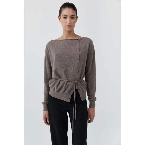 St. Agni Cashmere Asymm Cardigan in Vapor, view 2