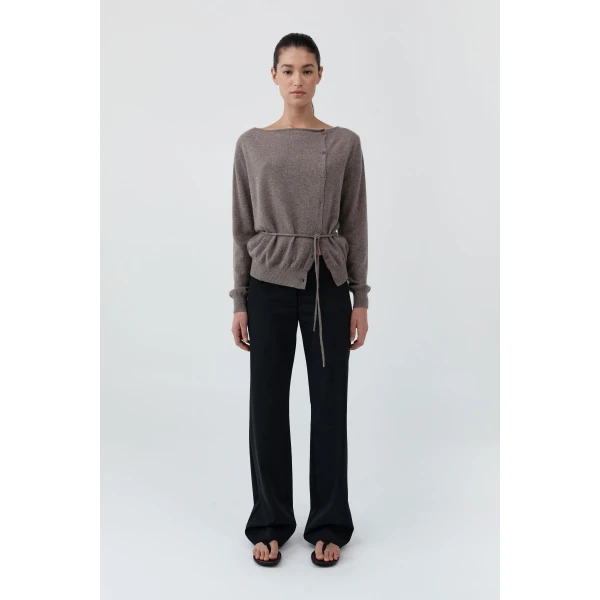 St. Agni Cashmere Asymm Cardigan in Vapor, view 3