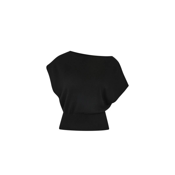 Cashmere Asymm Top in Black