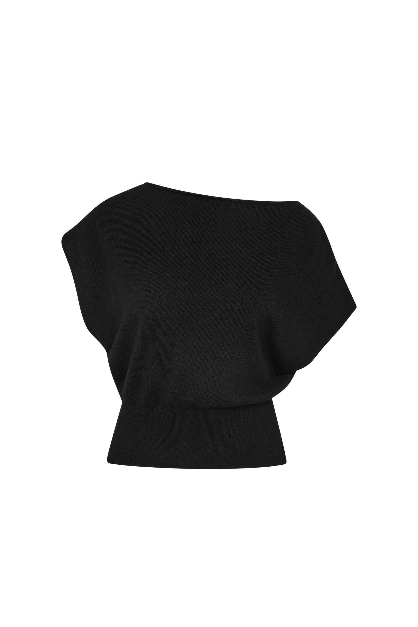 St. Agni Cashmere Asymm Top in Black | Tops | Coveti St. Agni Cashmere Asymm Top in Black
