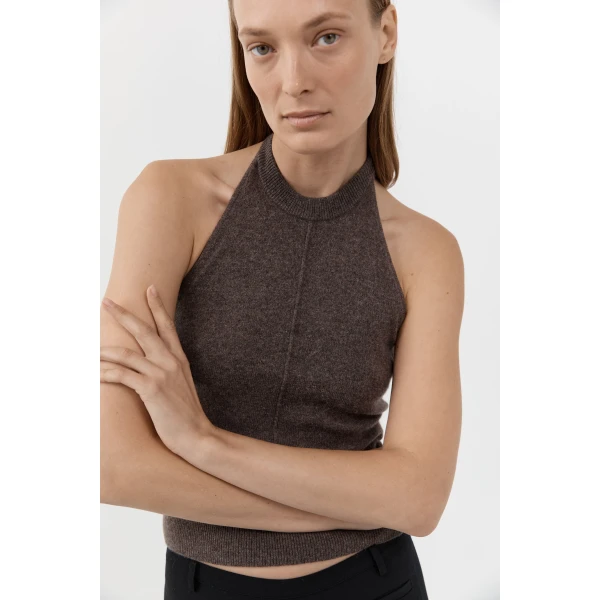 St. Agni Cashmere Halter Top in Elmwood, view 3