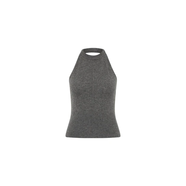 Cashmere Halter Top in Smoked Melange