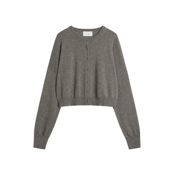Cashmere Relaxed Cropped Cardigan in Doe