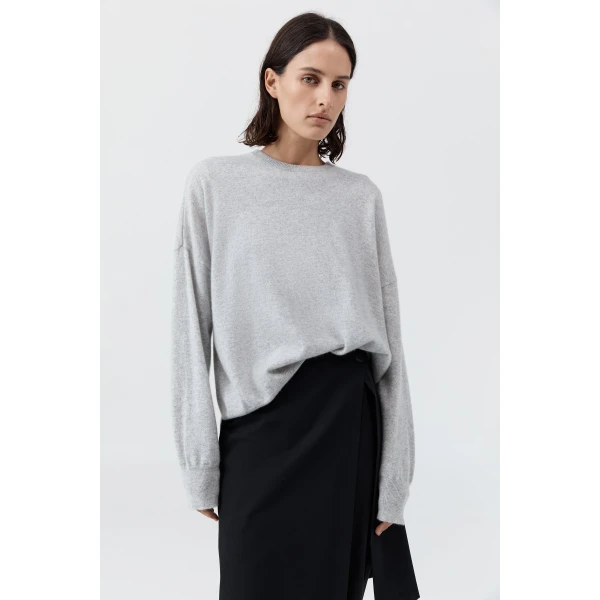 St. Agni Cashmere Sweater in Grey Marle, view 3