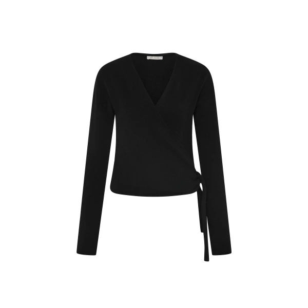 St. Agni Cashmere Wrap Cardigan in Black