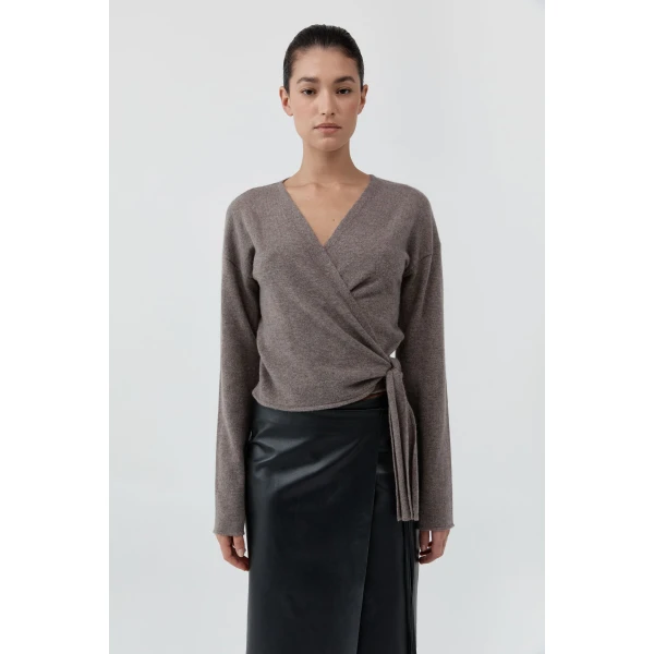 St. Agni Cashmere Wrap Cardigan in Vapor, view 2