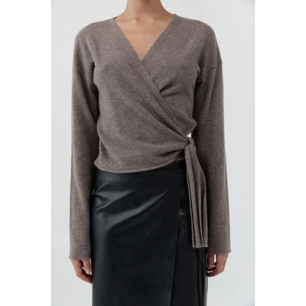 St. Agni Cashmere Wrap Cardigan in Vapor, view 6