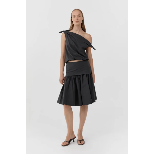 St. Agni Circle Hem Gathered Skirt in Magnet, view 2