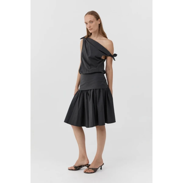St. Agni Circle Hem Gathered Skirt in Magnet, view 4
