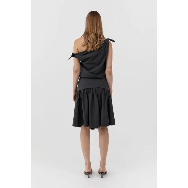 St. Agni Circle Hem Gathered Skirt in Magnet, view 6