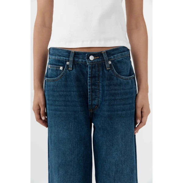 St. Agni Classic Mid Rise Jeans in Dark Indigo, view 5