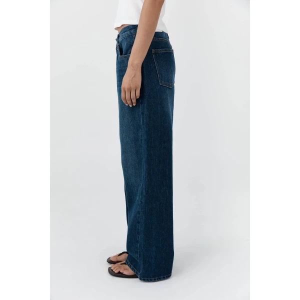 St. Agni Classic Mid Rise Jeans in Dark Indigo, view 6