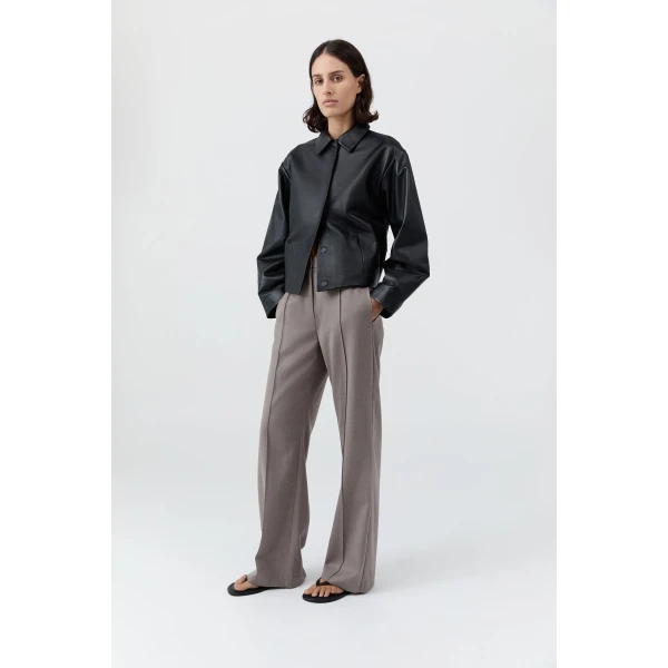 St. Agni Cocoon Leather Jacket in Black, view 4