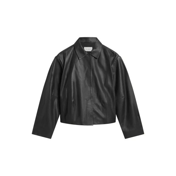 St. Agni Cocoon Leather Jacket in Black