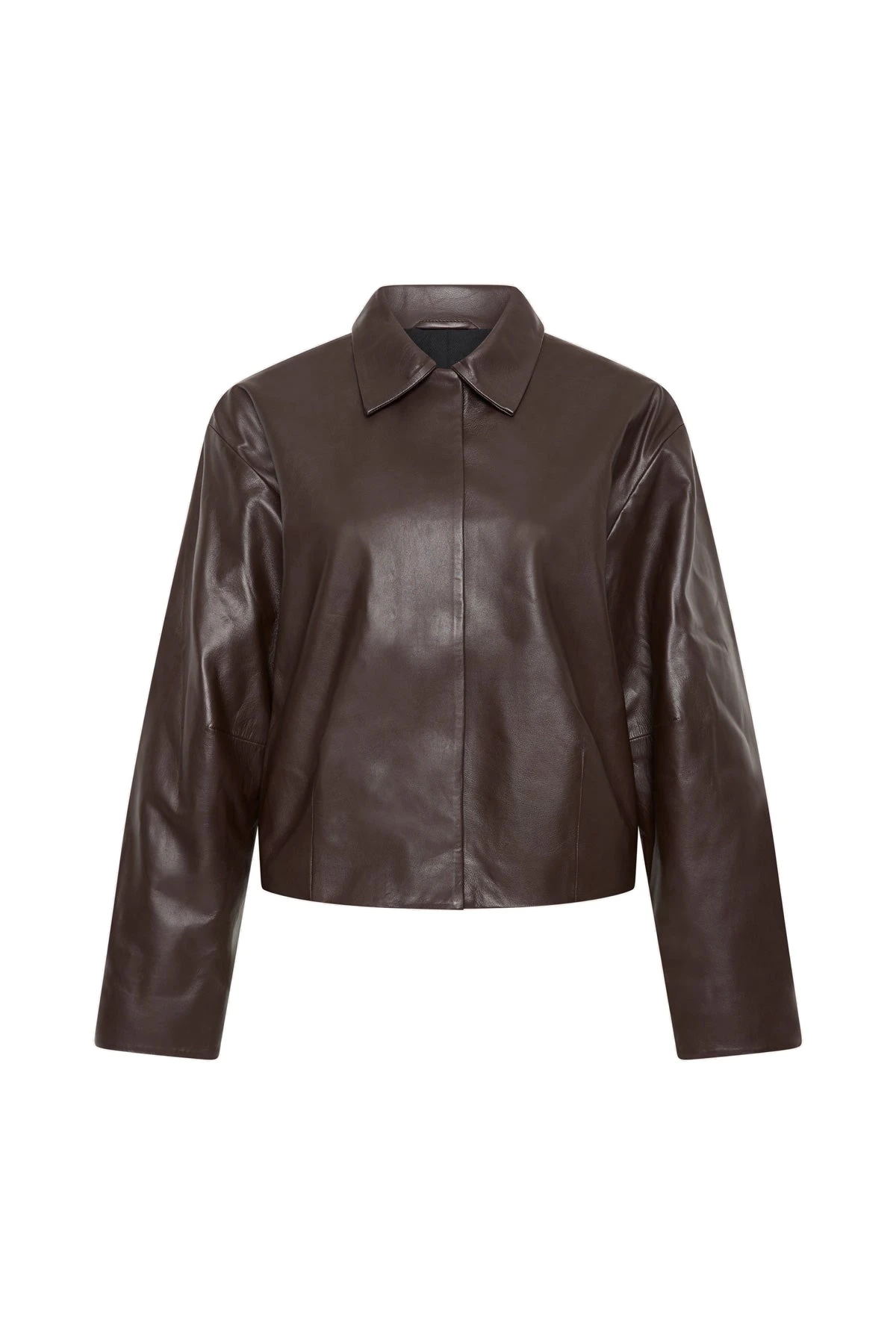 St. Agni Cocoon Leather Jacket in Chocolate | Jackets | Coveti St. Agni Cocoon Leather Jacket in Chocolate