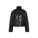 St. Agni Cocoon Zip Leather Jacket in Black