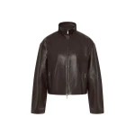 St. Agni Cocoon Zip Leather Jacket in Chocolate