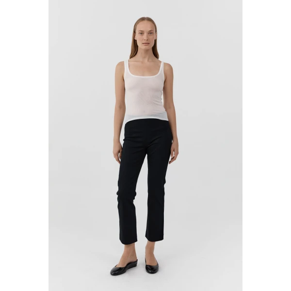 St. Agni Compact Cotton Minimal Crop Pants in Black, view 2