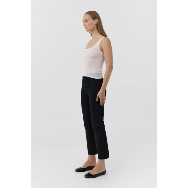 St. Agni Compact Cotton Minimal Crop Pants in Black, view 4