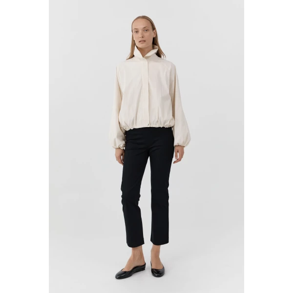 St. Agni Compact Cotton Minimal Crop Pants in Black, view 6