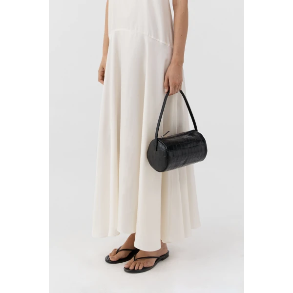 St. Agni Connolo Shoulder Bag in Croc Embossed Black, view 6