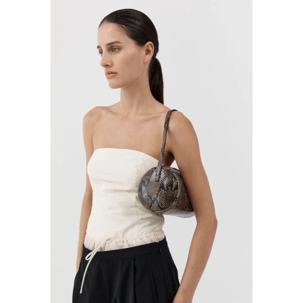 St. Agni Connolo Shoulder Bag in Python Embossed, view 3