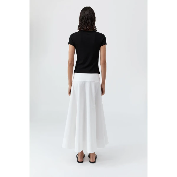 St. Agni Cotton Circle Hem Skirt in White, view 6