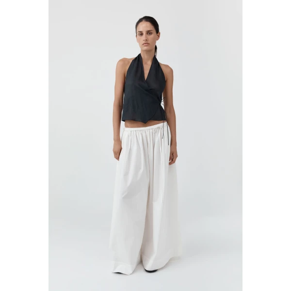 St. Agni Cotton Hybrid Wide Leg Pants in Off White, view 2