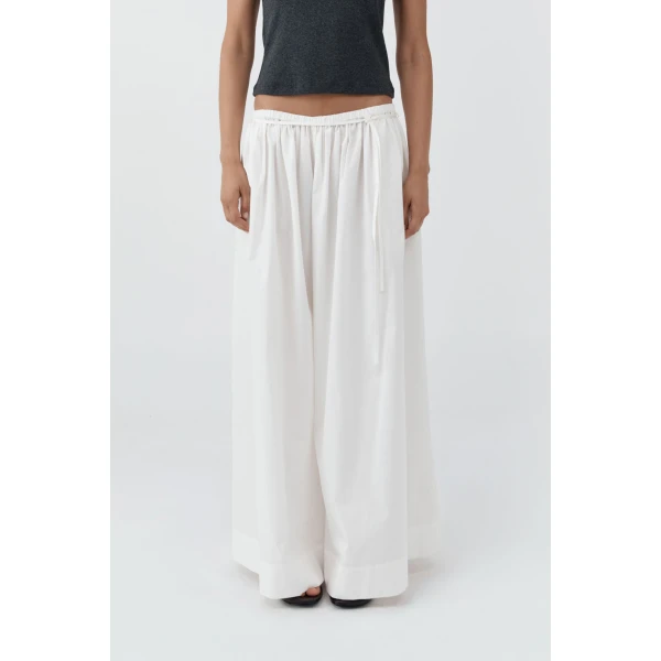 St. Agni Cotton Hybrid Wide Leg Pants in Off White, view 3