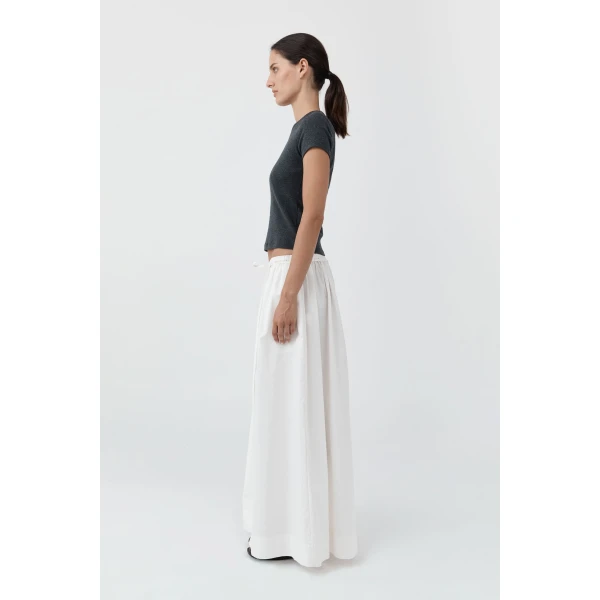 St. Agni Cotton Hybrid Wide Leg Pants in Off White, view 4