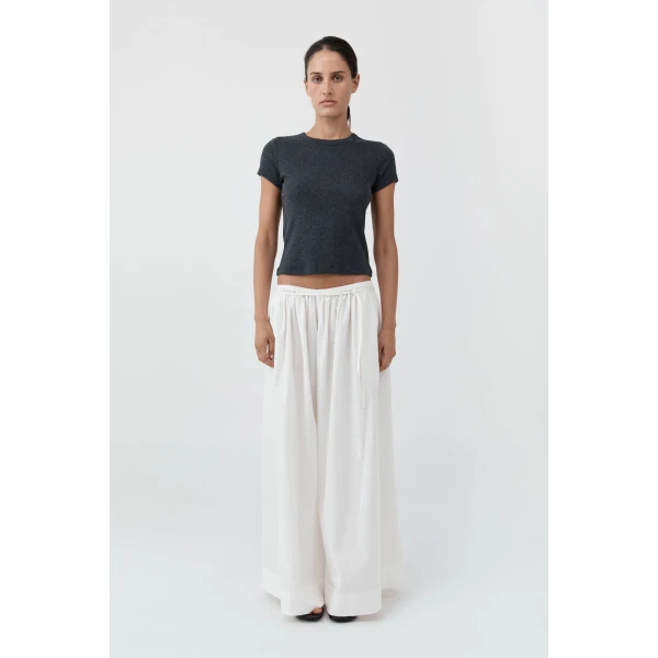 St. Agni Cotton Hybrid Wide Leg Pants in Off White, view 6