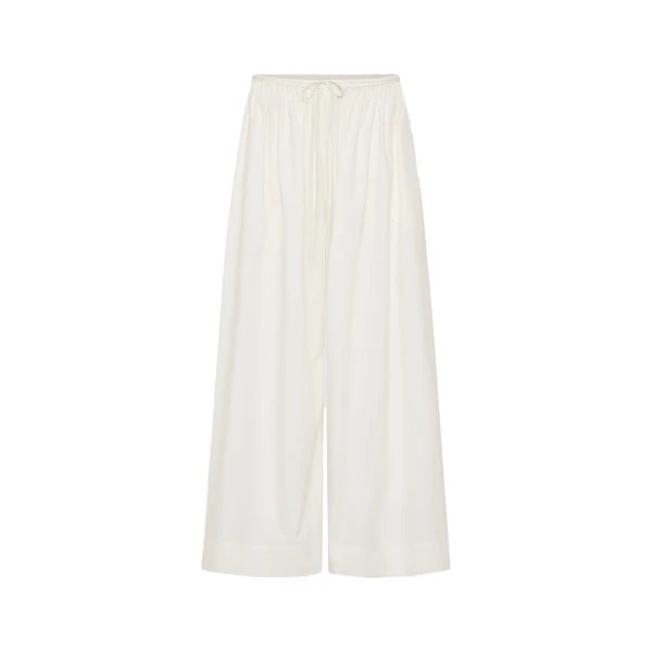 Cotton Hybrid Wide Leg Pants in Off White