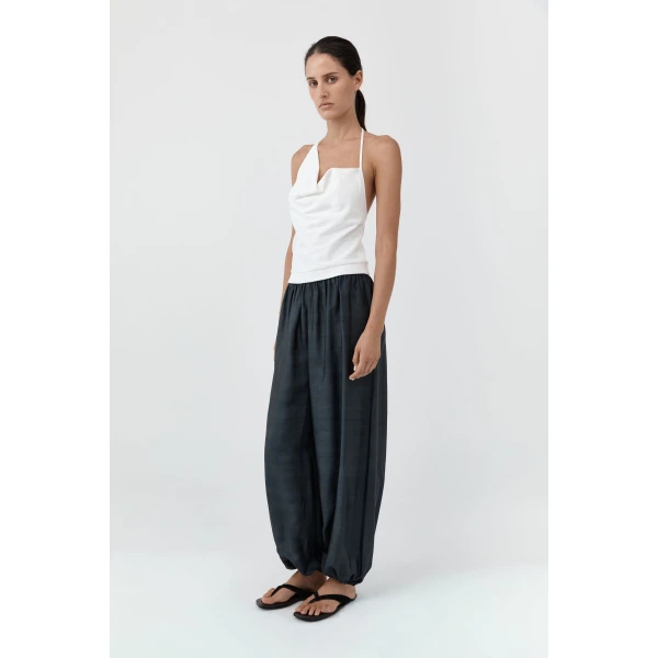 St. Agni Cotton Jersey Halter Top in Off White, view 6
