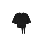 St. Agni Cotton Jersey Split Back Tee in Black