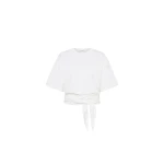 St. Agni Cotton Jersey Split Back Tee in Off White