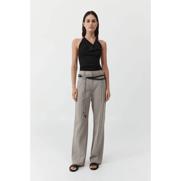 St. Agni Cowl Halter Knit Top in Black, view 2