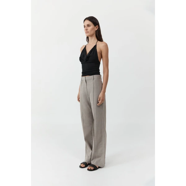 St. Agni Cowl Halter Knit Top in Black, view 6