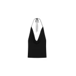 St. Agni Cowl Halter Knit Top in Black