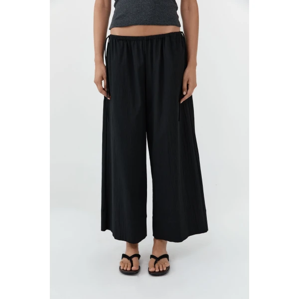 St. Agni Cropped Drawstring Pants in Black, view 3