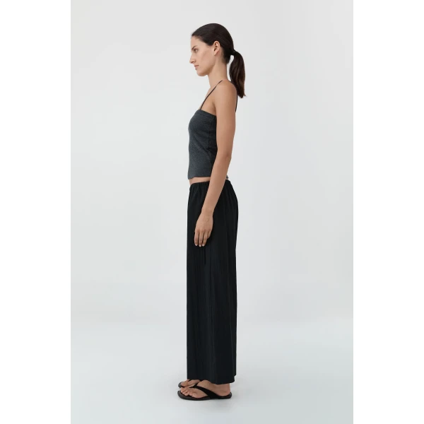 St. Agni Cropped Drawstring Pants in Black, view 4