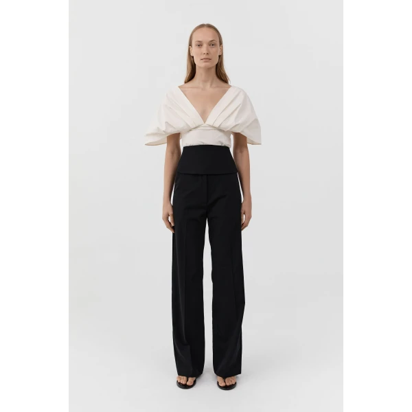 St. Agni Cummerbund Carter Trouser in Black, view 2
