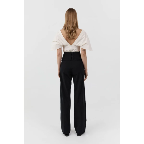 St. Agni Cummerbund Carter Trouser in Black, view 5