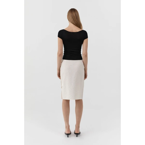 St. Agni Deep V Knit Tee in Black, view 5