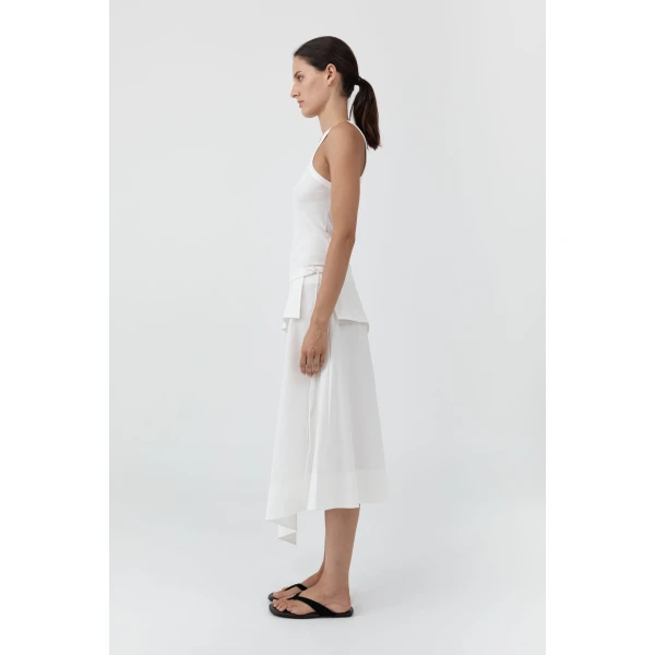 St. Agni Detachable Belt Asymm Skirt in Off White, view 4